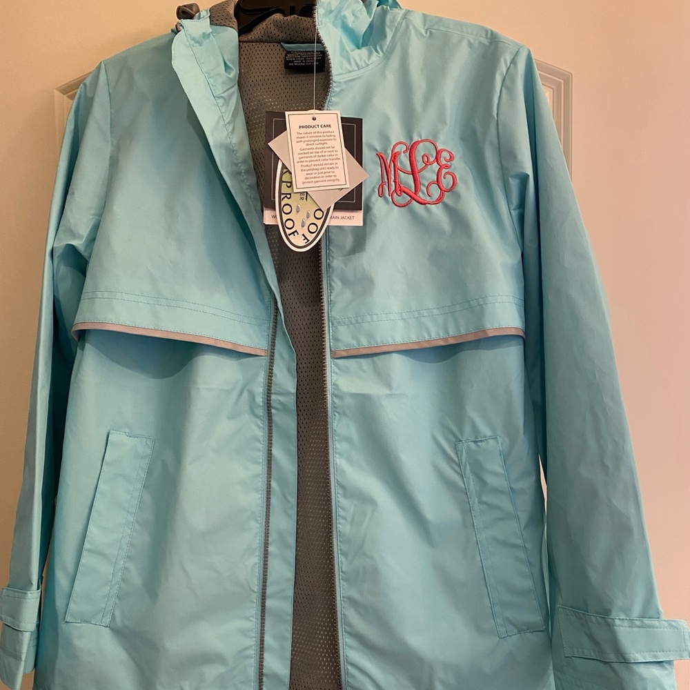 Charles River monogrammed rain jacket